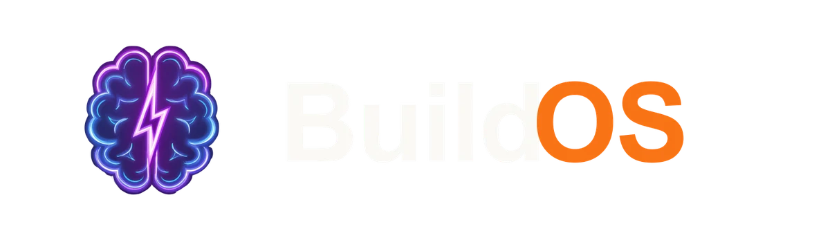 BuildOS electric Brainbolt with the BuildOS wordmark